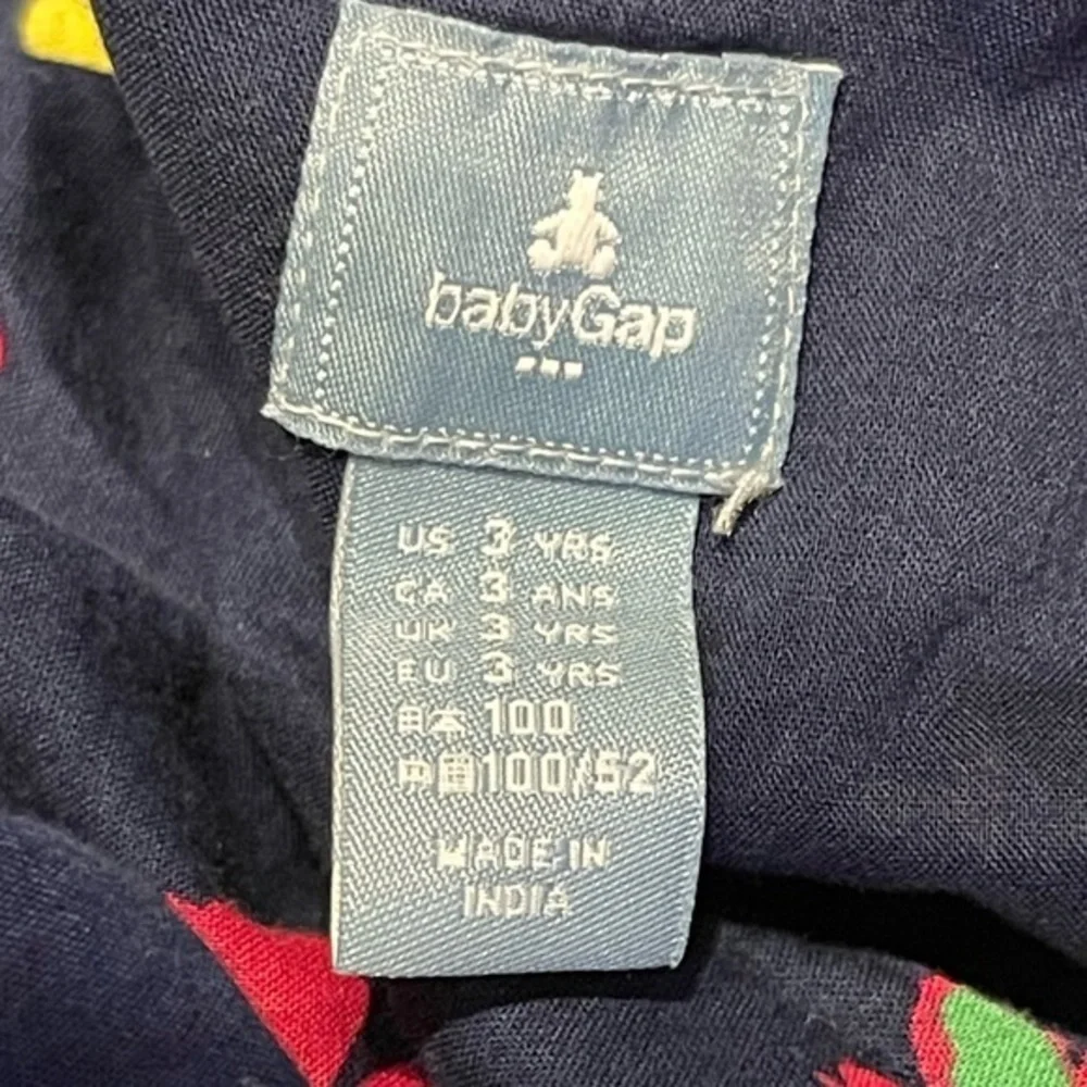 Baby Gap 3yr‎ 100% cotton navy & bright floral sleeveless back button dress